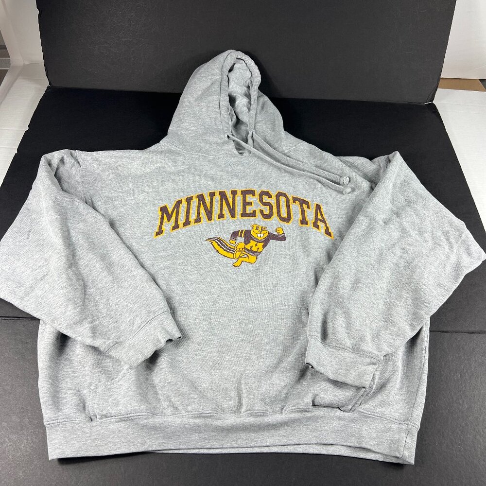 Y2K TCX Minnesota Golden Gophers Sweatshirt Adult Large Grey Faded Logo Hoodie